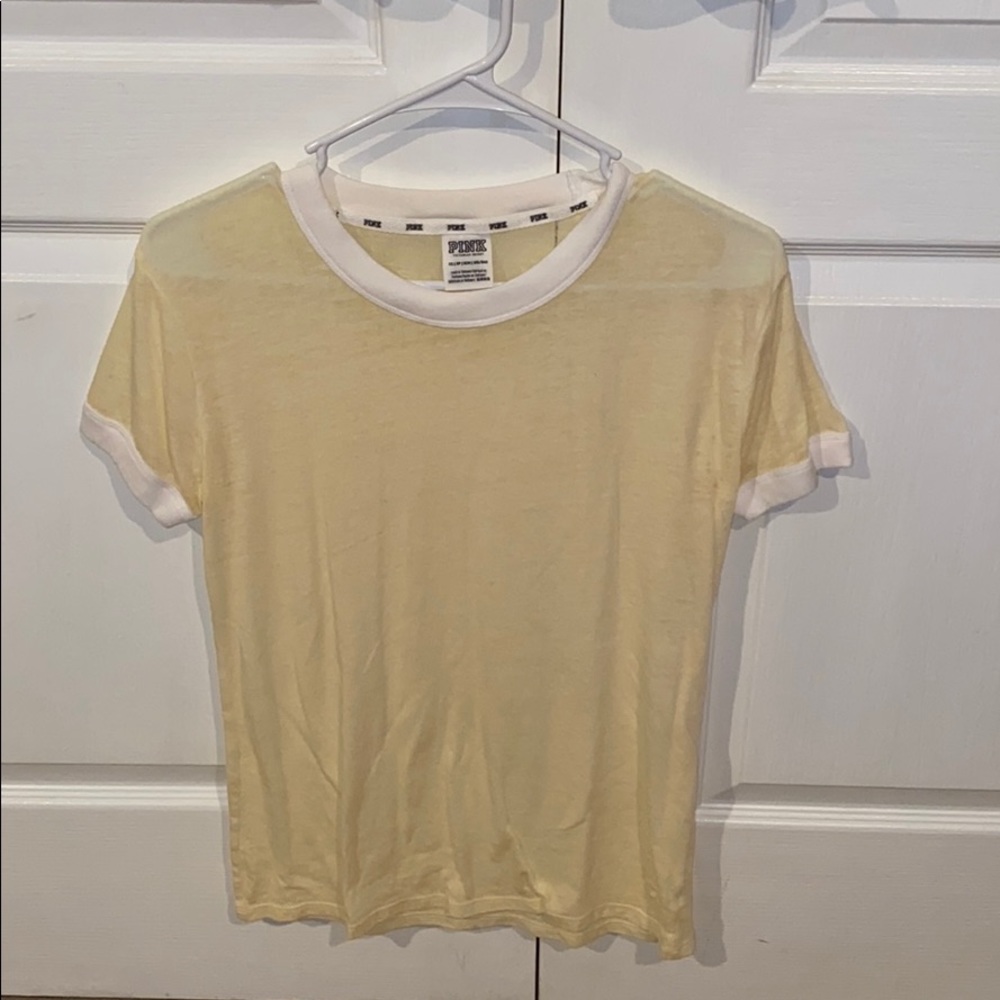 PINK yellow short sleeve shirt